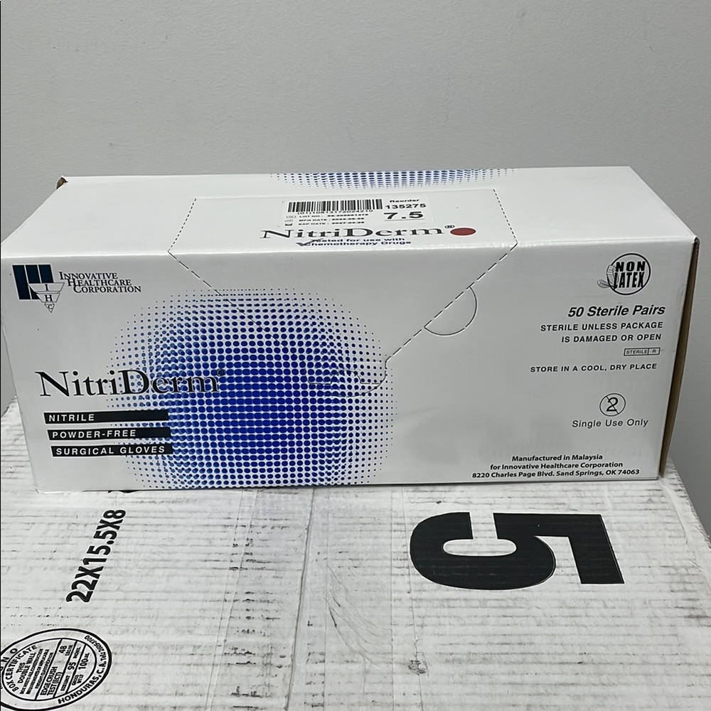 NitriDerm Nitrile Surgical Gloves Box - Blue and White